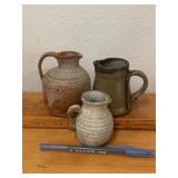 Lot 3 Vintage Pottery Pitchers