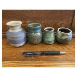 Lot of 4 Stoneware Miniature Vases/Toothpick