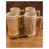 4 Vintage Beer Steins Marked 327