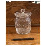 Vintage Heavy Lead Crystal Etched Lidded Jar