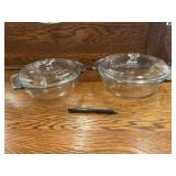 2 VIntage Anchor Covered Glass Casseroles
