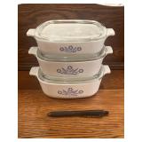 3 Vintate Corning Ware Casseroles Cornflower