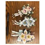 3 Vintage Porcelain Flowers