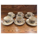 6 Pfaltzgraff Folk Art Cups & Saucers