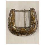 VTG Alpaco Mexico Gold/Silver Western Belt Buckle