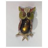 Vintage ART Jelly Belly Owl Brooch Pin