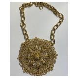 Large Vintage Trifari Gold Necklace Pendant