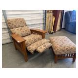 Mission Style Oak Arms Recliner Matching Ottoman