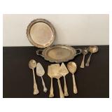 Lot Vintage Silver Plate Trays Utensils