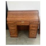 Oak Rolltop Desk W/ Key