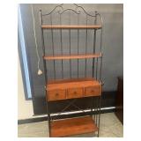 Wood & Iron Bakers Rack W/ Three Drawers
