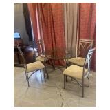 Breakfast Glasstop Iron Table w/ 4 Chairs