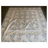 Vintage Handmade Blue & Yellow Quilt