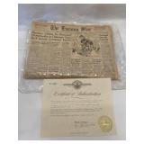 1954 Washinton Evening Star Newspaper