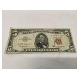 1963 United States Red Seal 5 Dollar Note