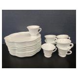 10 Milk Glass Luncheon Plates & Cups