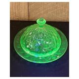 Vintage Vaseline Glass Butter Dish