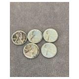 5 WWII Uncirculated 1943 Steel Pennies