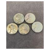 5 WWII Uncirculated 1943 Steel Pennies