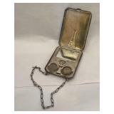 Antique Silver Compact Coin Purse W/Silver Coins