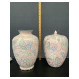 Vintage Vase & Ginger Jar W/Lid 12"