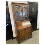5 Drawer Secretary W/Glass Cabinet Curio