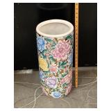 Heavy Ceramic Floral Umbrella Stand 18"