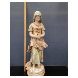 Large Vintage Italian Yard Art Lady 28 1/2" Tall