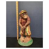 Vintage Golfing Monkey Figurine W/ Glass Eyes