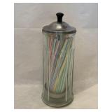 Vintage Glass Straw Holder