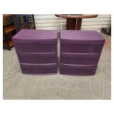 2 Purple Sterilite Plastic Drawers
