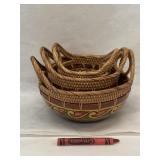 Vintage Wicker & Wood Nesting Baskets