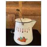 Large Primitive Porcelain Enamelware Coffee Pot