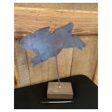 Primitive Metal Rabbit On Stand