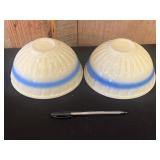 2 Blue Ring Stoneware Bowls