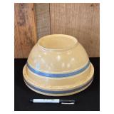 Large Vintage No 10 Yellow Ware Stoneware Bowl