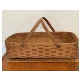 Antique Long  Double Handle Wicker Basket