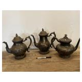 Lot of 3 Antique Silver Tea Coffee Pots
