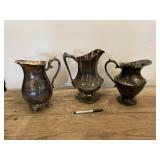 Lot of 3 Antique Silver Water Pitchers