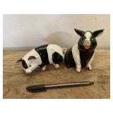 2 Vintage Black & White Pigs