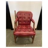 Vintage Red Leather Arm Chair As Is