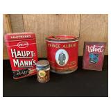 Lot 4 Vintage Tobacco Cans