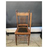 Antique Wood Chair Leather Seat