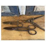 Lot of 3 Antique Heavy Metal Snips