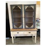 Vintage Kitchen 2 Drawer Table w/ Screen Pie Safe