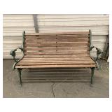 Vintage Iron Decorative Bench Wood Slates