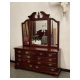 Mahogany Dresser With Folding Mirror