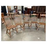 5 Hardwood Turn Leg High Back Chairs