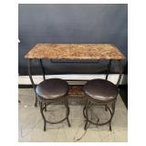 Bar/Wine Rack with Swivel Bar Stools