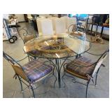 Iron & Wicker Table & 4 Chairs Excellent Condition
